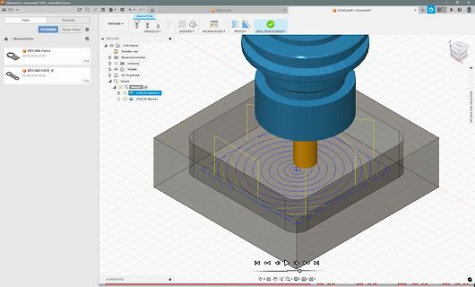 CAD-Simulation einer CNC-Fräsbewegung in Autodesk Fusion