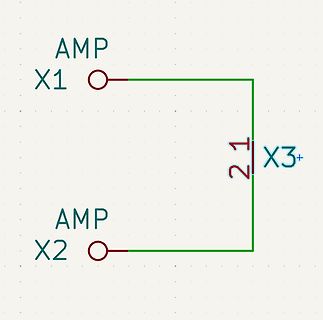 Schaltplan Ausschnitt mit AMP X1 bis X3+