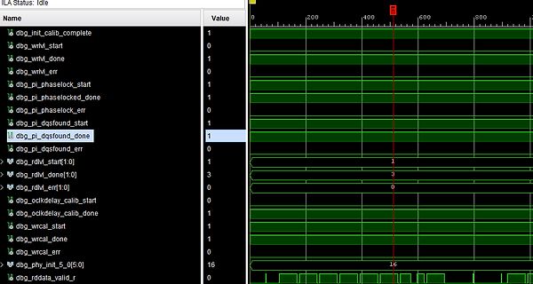 Screenshot eines Logikanalysators mit digitalen Signalen
