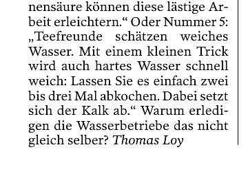 Deutscher Text über Wasserhärte und Abkochen