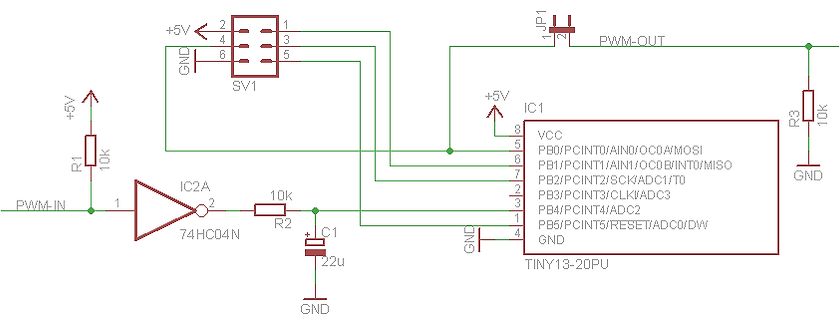 Schaltplan mit Mikrocontroller und Inverter