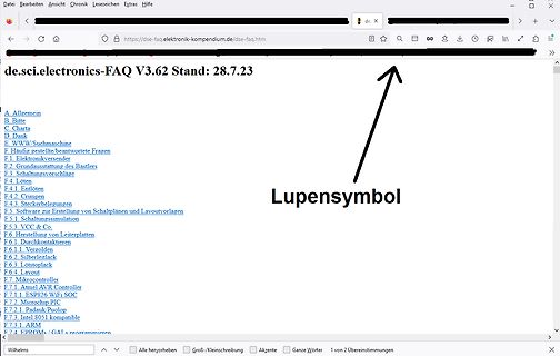 Inhaltsverzeichnis einer Elektronik-FAQ Webseite