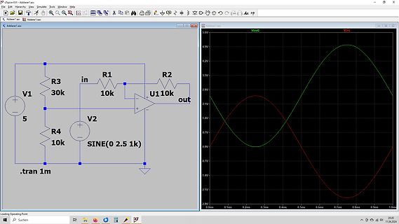 LTspice Schaltplan und Simulationsergebnis