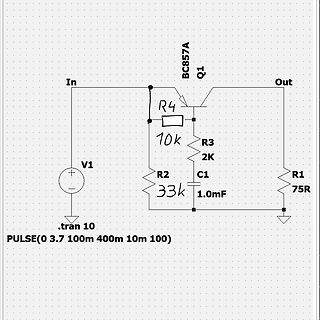 Schaltplan mit Transistor und SPICE-Simulationstext