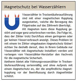 Informationstext zum Magnetschutz bei Wasserzählern