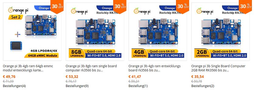 Vier Angebote für Orange Pi 3b Single Board Computer
