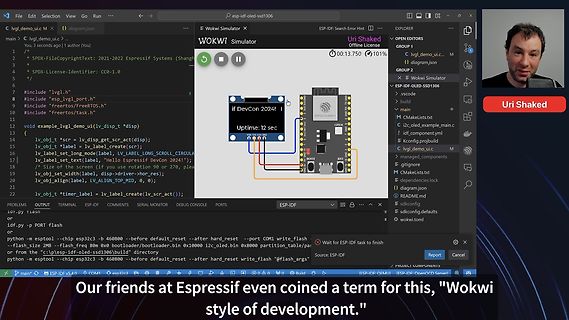 Screenshot eines Wokwi Simulators mit Programmcode und Schaltplan