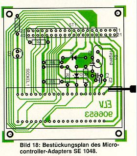 Bestückungsplan des Microcontroller-Adapters SE 1048