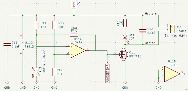 Schaltplan einer Heizungssteuerung mit NTC und MOSFET
