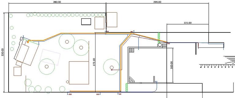 CAD-Zeichnung eines Layout-Entwurfs mit Bemaßung