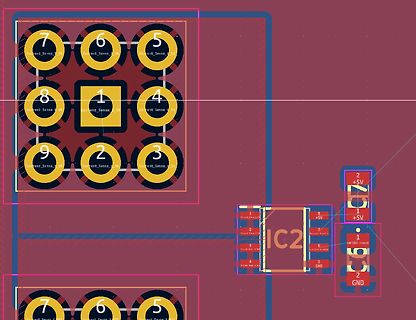 PCB-Layout Ausschnitt mit Bauteilbeschriftungen