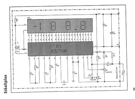Schaltplan eines LCD-Voltmeters mit ICL7106