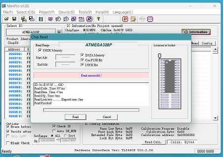 Software-Screenshot eines Mikrocontroller-Programmierwerkzeugs