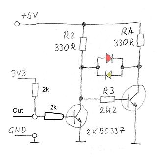 Handgezeichneter Schaltplan mit Transistoren und Diode