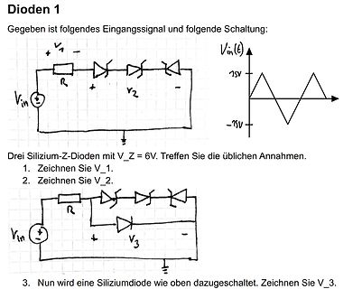 Schaltplan mit Dioden und Eingangsspannung