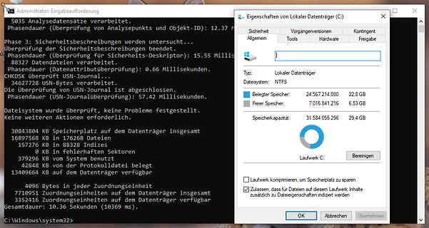 Windows Eigenschaften von Laufwerk C: