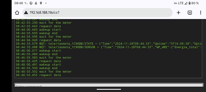 Screenshot von Logdaten eines Tasmota-Geräts