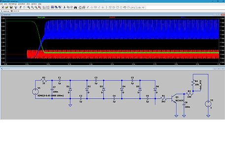 LTspice Schaltplan und Oszillogramm