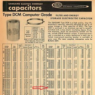 Datenblatt Sangamo Type DCM Elektrolytkondensatoren