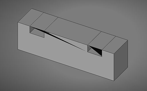 3D-CAD-Modell eines rechteckigen Blocks mit Aussparung