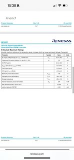 Datenblatt Ausschnitt iW1602 Absolute Maximum Ratings