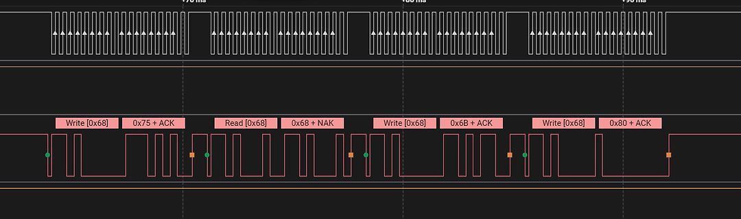 Logikanalysator-Auszug eines I2C-Protokolls