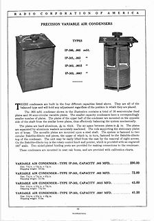 Datenblatt Radio Corporation of America Präzisions-Luftkondensatoren