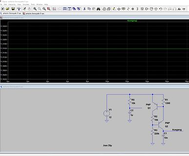 Schaltplan und Oszilloskop-Simulation in LTspice