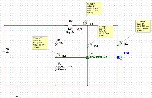 Schaltplan mit Messwerten aus einer Simulationssoftware
