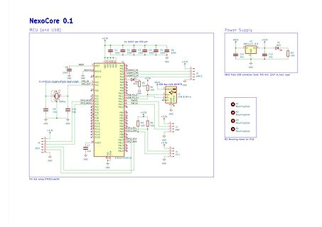 Schaltplan NexoCore 0.1 MCU und Power Supply