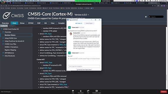 Screenshot eines Internetforums über CMSIS-Core