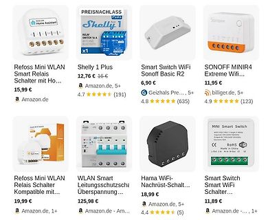 Übersicht verschiedener WLAN Smart Relais Module
