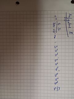 Handschriftliche Berechnung einer Geschwindigkeit