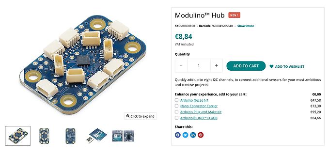 Produktseite Modulino Hub Webshop