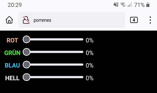 Screenshot einer Suchanfrage und Regler für Farbkanäle