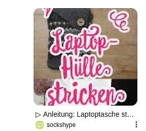 Textgrafik über gestrickte Laptoptasche