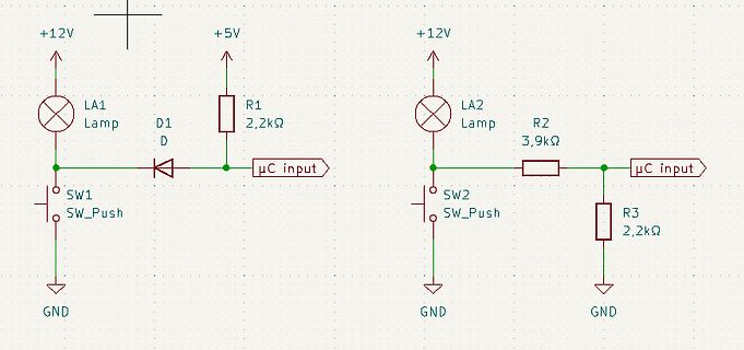 Schaltplan mit zwei Eingängen für Mikrocontroller