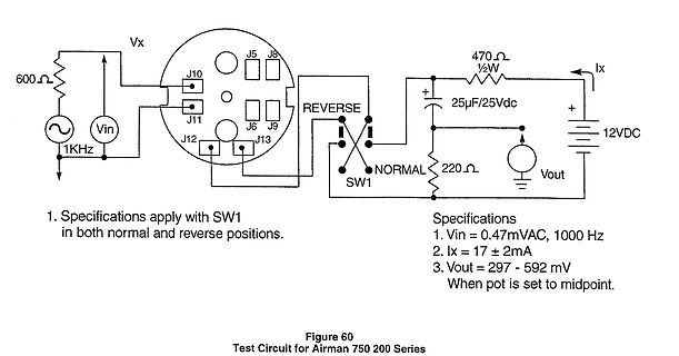Schaltplan eines Testkreises für Airman 750 200 Serie