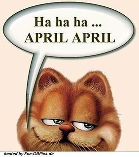 Comic-Katze mit Sprechblase 'April April'
