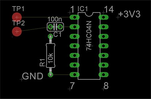 PCB-Layout einer Schaltung mit IC74HC04N