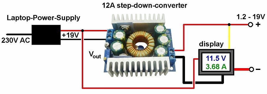 Aufbau eines 12A Step-Down-Converters mit Display