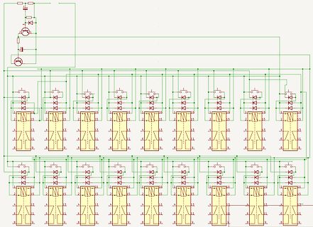 Schaltplan einer Thyristor-Brückenschaltung