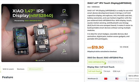 Produktseite XIAO 1.47 Zoll IPS Display nRF52840