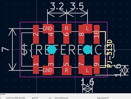 Ausschnitt eines PCB-Layouts mit Pad-Beschriftungen
