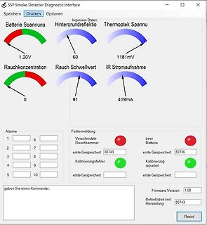 Diagnose-Interface für einen Rauchmelder