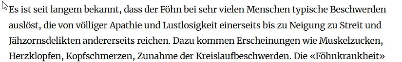 Deutscher Text über Föhnkrankheit