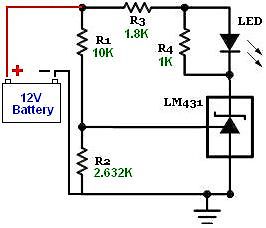 Schaltplan mit LED und LM431 Spannungsregler