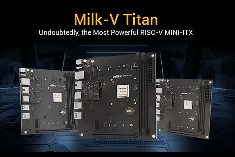 Drei Milk-V Titan RISC-V Mini-ITX Mainboards