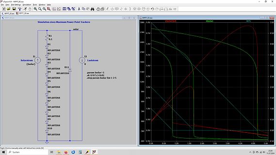 Simulation eines Maximum Power Trackers mit Schaltplan und Kennlinien