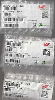 Drei Beutel mit Würth Elektronik Bauteilen